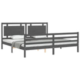 Bed Frame without Mattress Grey 200x200 cm Solid Wood