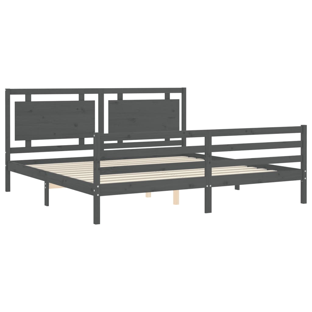 Bed Frame without Mattress Grey 200x200 cm Solid Wood