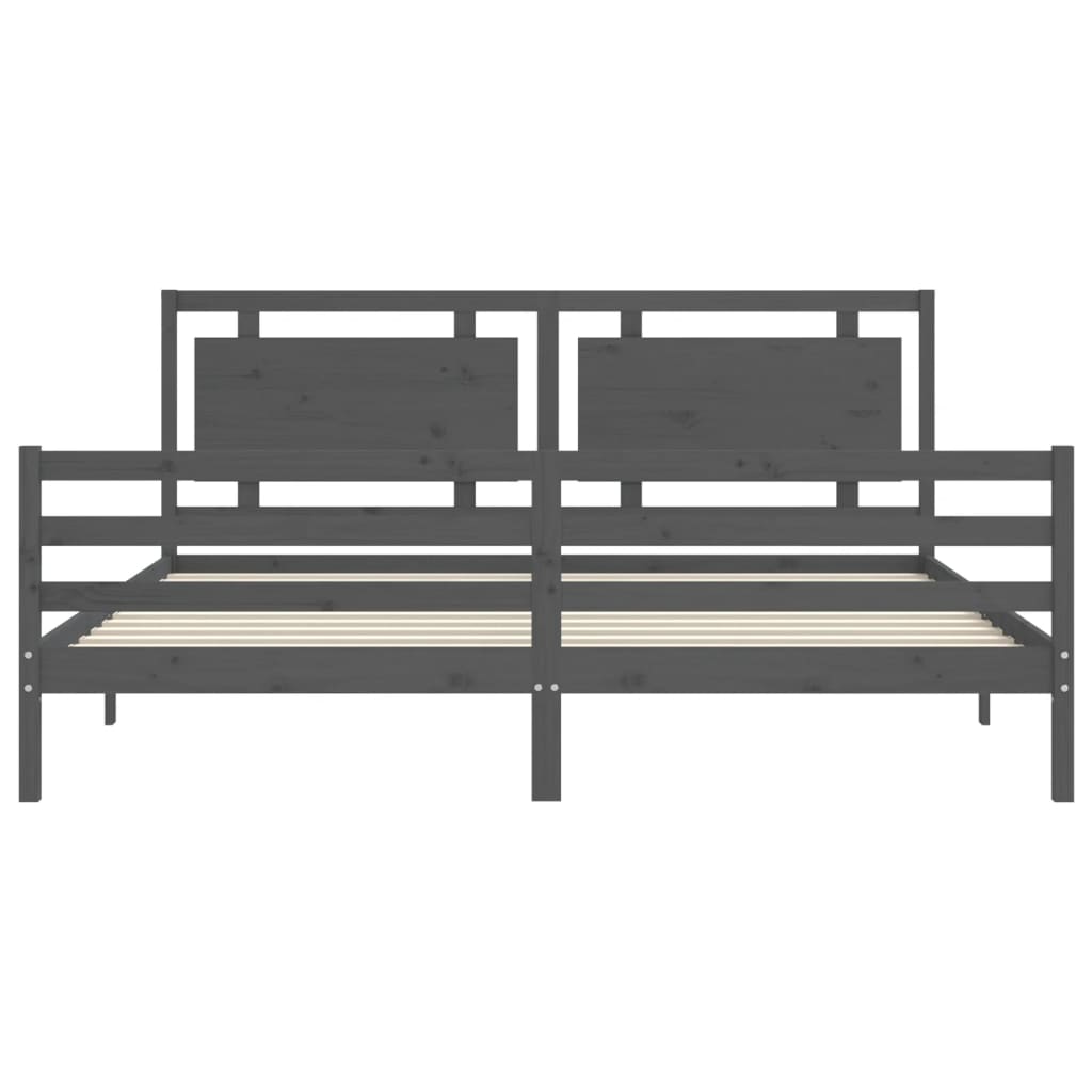 Bed Frame without Mattress Grey 200x200 cm Solid Wood