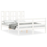 Bed Frame without Mattress White Double Solid Wood