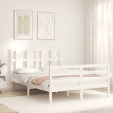 Bed Frame without Mattress White Double Solid Wood