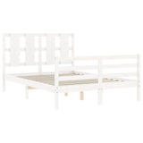 Bed Frame without Mattress White Double Solid Wood