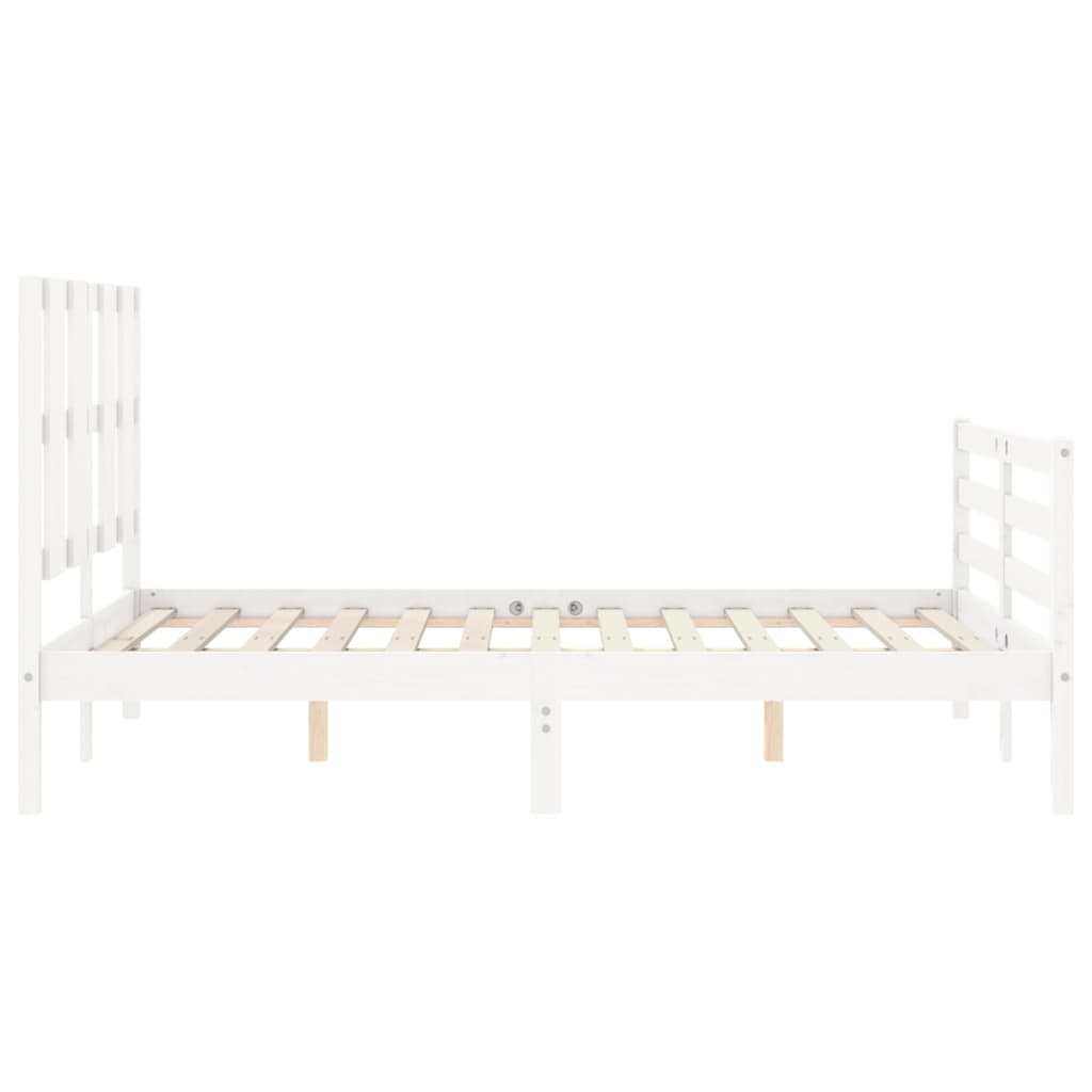 Bed Frame without Mattress White Double Solid Wood