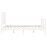 Bed Frame without Mattress White Double Solid Wood