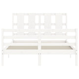 Bed Frame without Mattress White Double Solid Wood