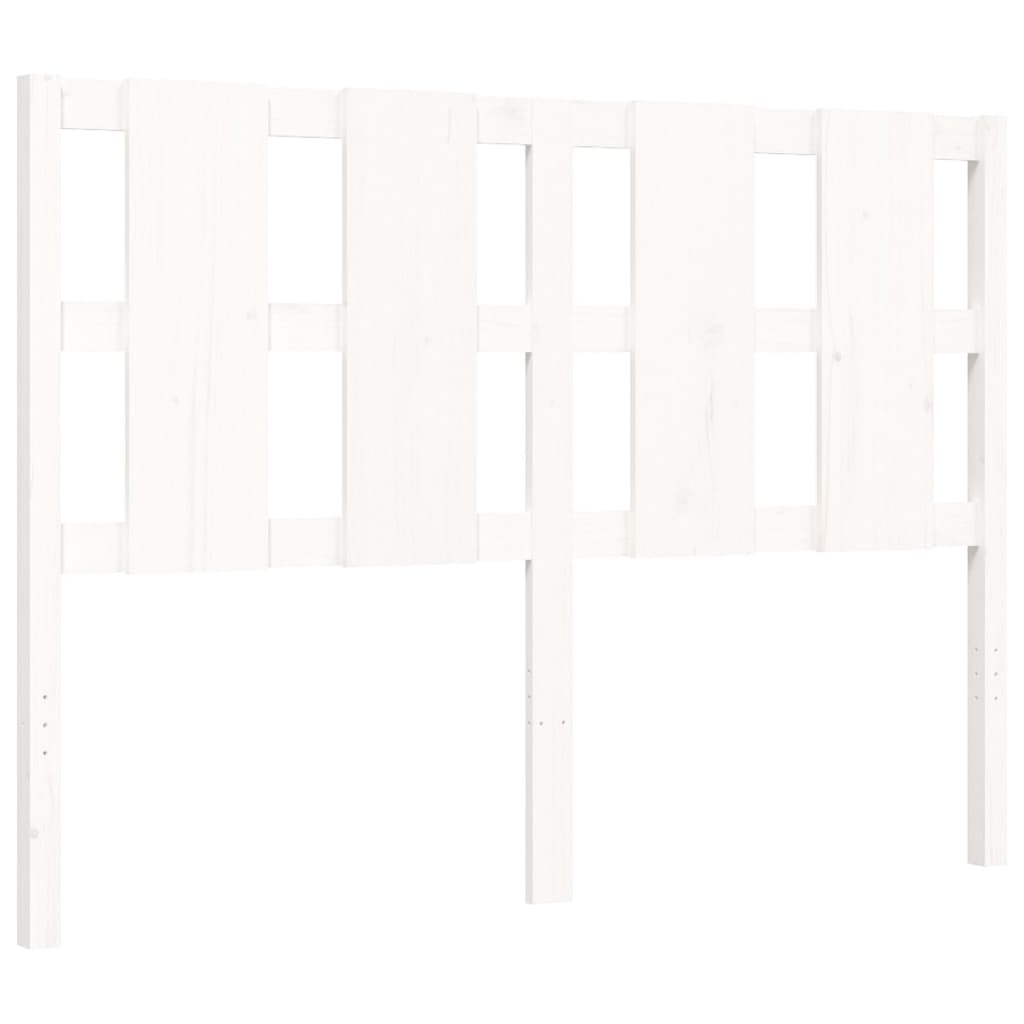 Bed Frame without Mattress White Double Solid Wood