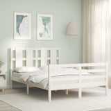 Bed Frame without Mattress White Double Solid Wood