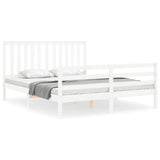 Bed Frame without Mattress White King Size Solid Wood