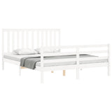 Bed Frame without Mattress White King Size Solid Wood