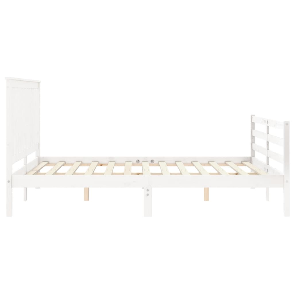 Bed Frame without Mattress White King Size Solid Wood