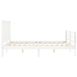 Bed Frame without Mattress White King Size Solid Wood