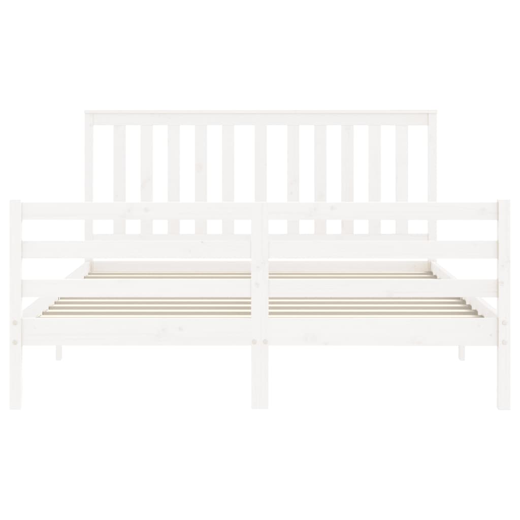 Bed Frame without Mattress White King Size Solid Wood