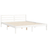 Bed Frame without Mattress White King Size Solid Wood