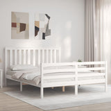 Bed Frame without Mattress White King Size Solid Wood