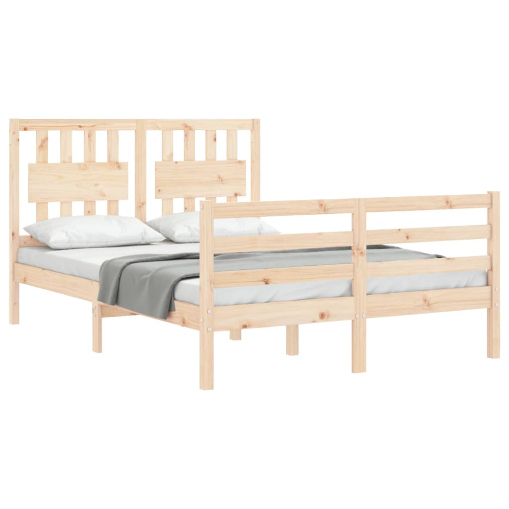 Bed Frame without Mattress Double Solid Wood