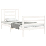 Bed Frame without Mattress White Single Solid Wood