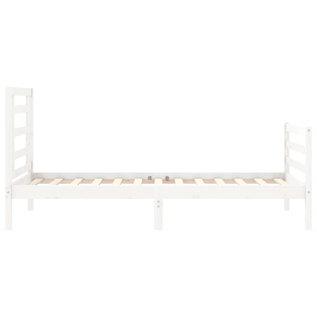 Bed Frame without Mattress White Single Solid Wood