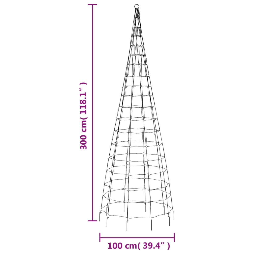 Christmas Tree Light on Flagpole 550 LEDs Warm White 300 cm