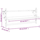 Wall Shelves with Bars 2 pcs Smoked Oak 65x25x30 cm