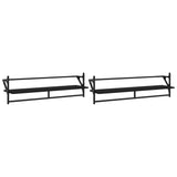 Wall Shelves with Bars 2 pcs Black 100x25x30 cm