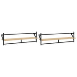 Wall Shelves with Bars 2 pcs Sonoma Oak 100x25x30 cm