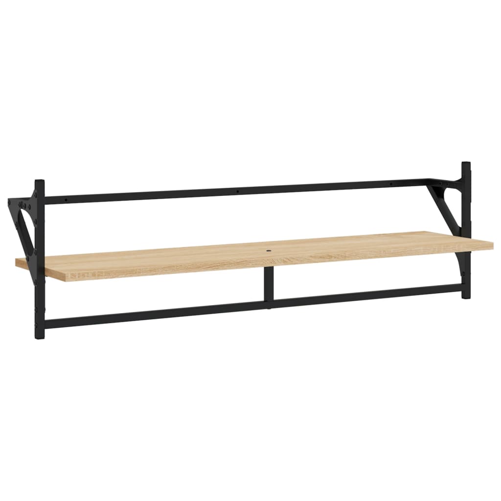 Wall Shelves with Bars 2 pcs Sonoma Oak 100x25x30 cm