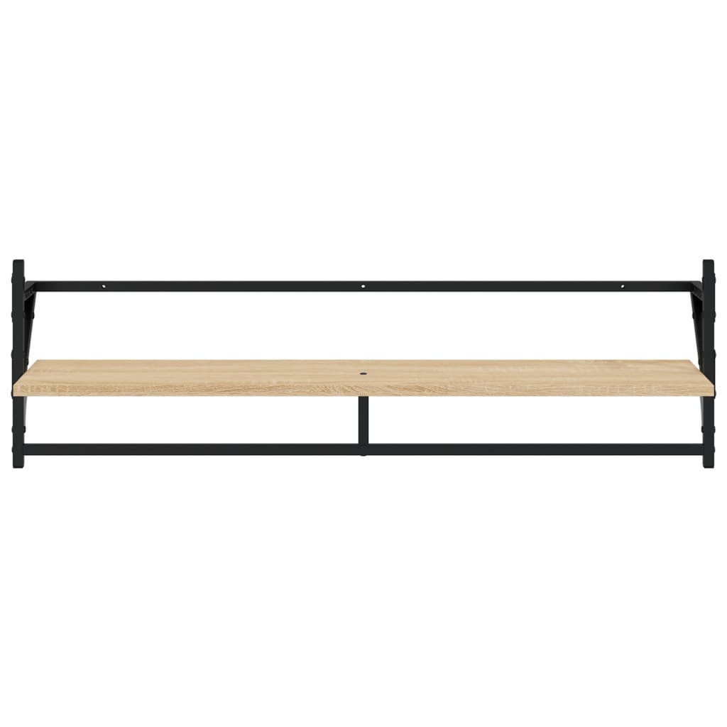 Wall Shelves with Bars 2 pcs Sonoma Oak 100x25x30 cm