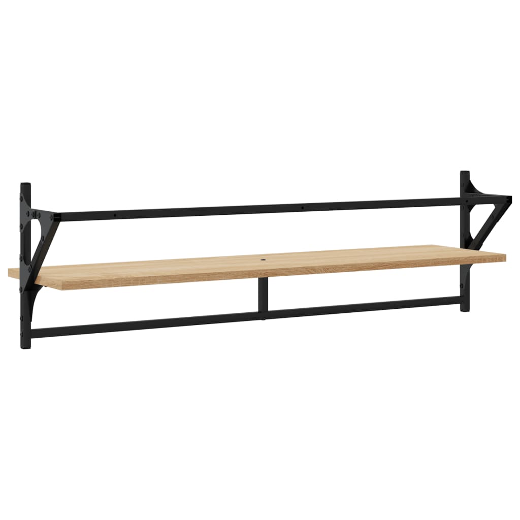 Wall Shelves with Bars 2 pcs Sonoma Oak 100x25x30 cm