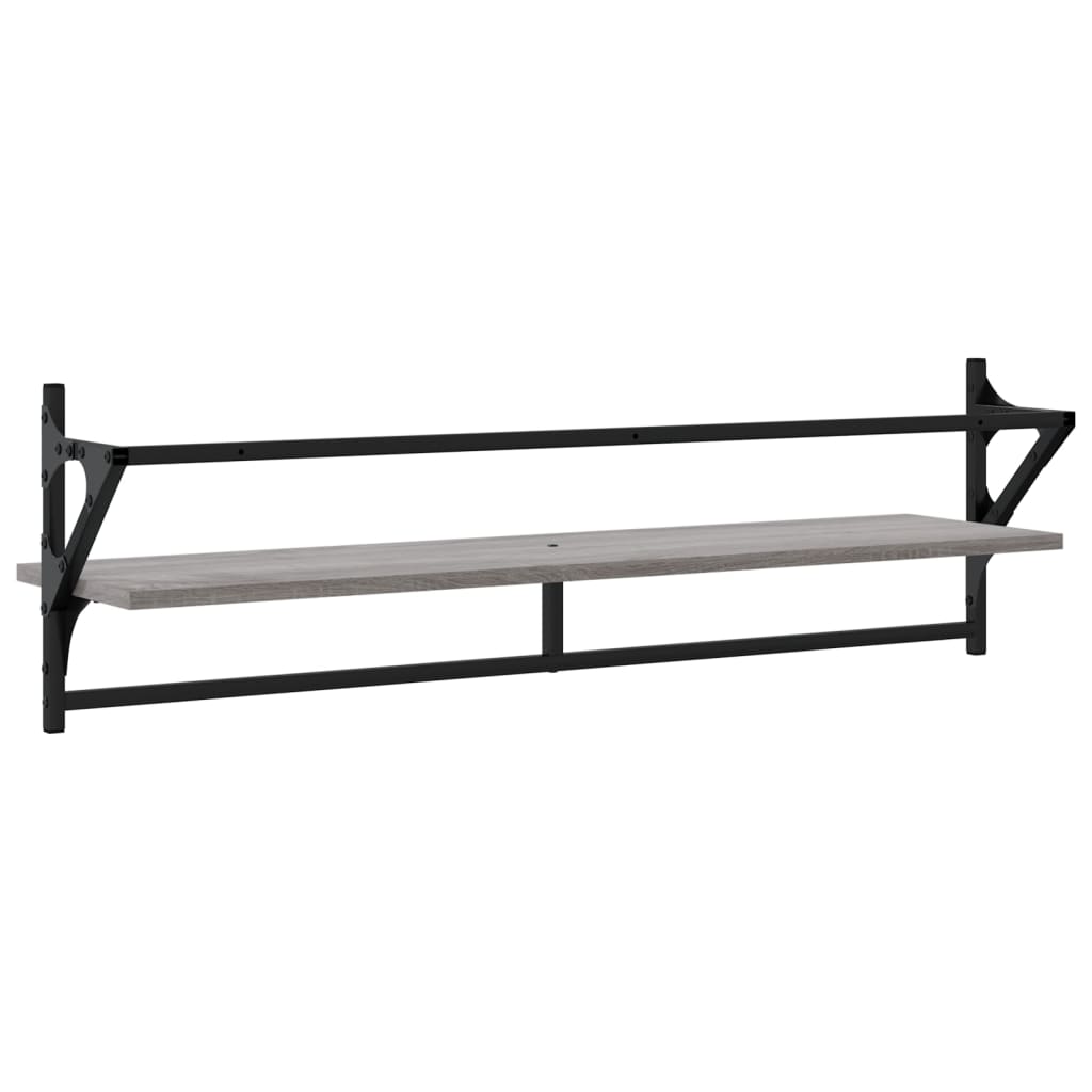 Wall Shelves with Bars 2 pcs Grey Sonoma 100x25x30 cm