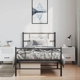 Metal Bed Frame without Mattress with Footboard Black 100x200cm