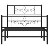 Metal Bed Frame without Mattress with Footboard Black 100x200cm