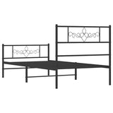 Metal Bed Frame without Mattress with Footboard Black 100x200cm