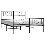 Metal Bed Frame without Mattress with Footboard Black 135x190cm