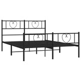 Metal Bed Frame without Mattress with Footboard Black 135x190cm