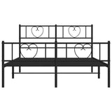 Metal Bed Frame without Mattress with Footboard Black 135x190cm