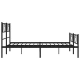 Metal Bed Frame without Mattress with Footboard Black 135x190cm