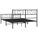 Metal Bed Frame without Mattress with Footboard Black 135x190cm