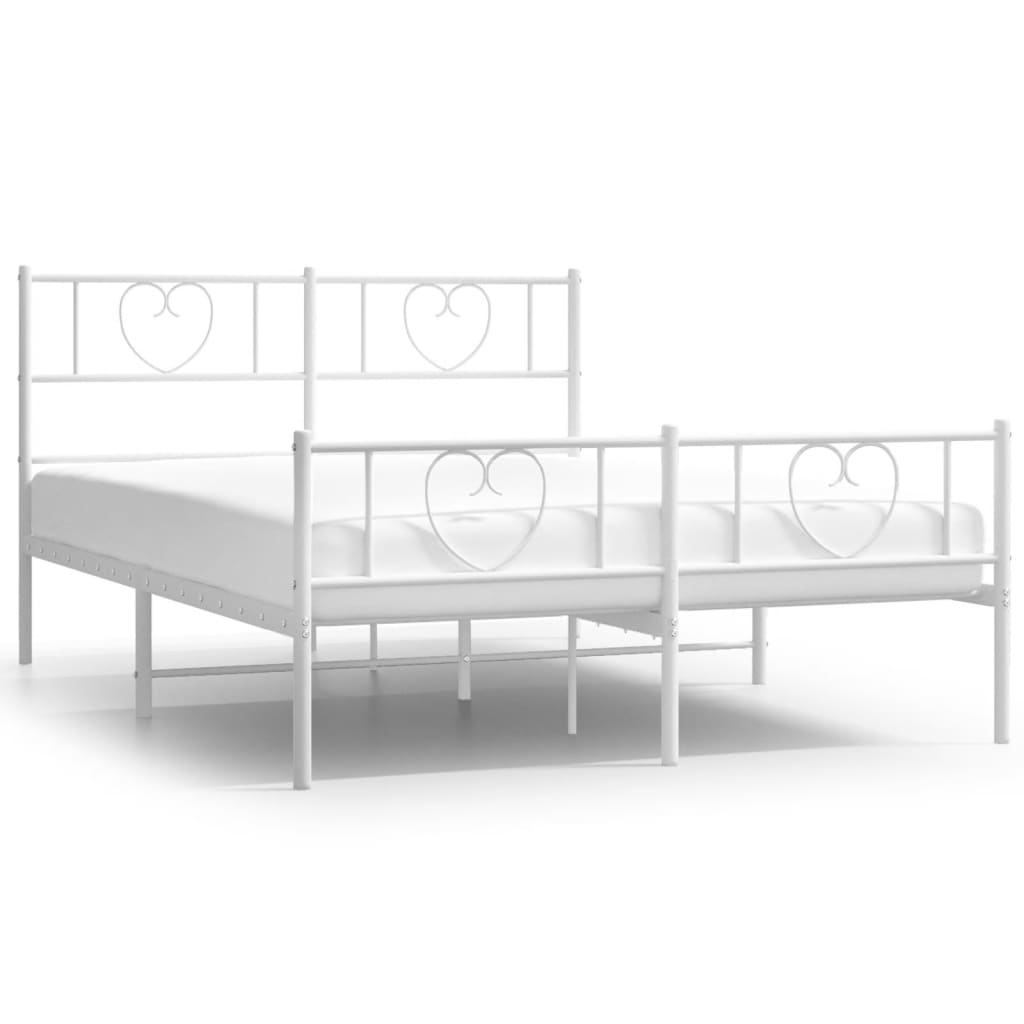 Metal Bed Frame without Mattress with Footboard White 160x200cm