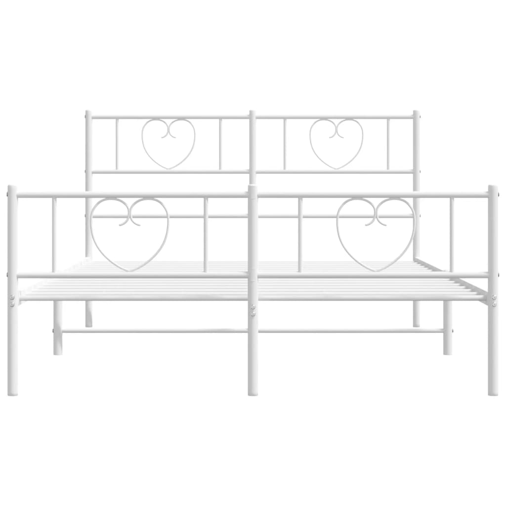 Metal Bed Frame without Mattress with Footboard White 160x200cm