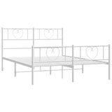 Metal Bed Frame without Mattress with Footboard White 160x200cm