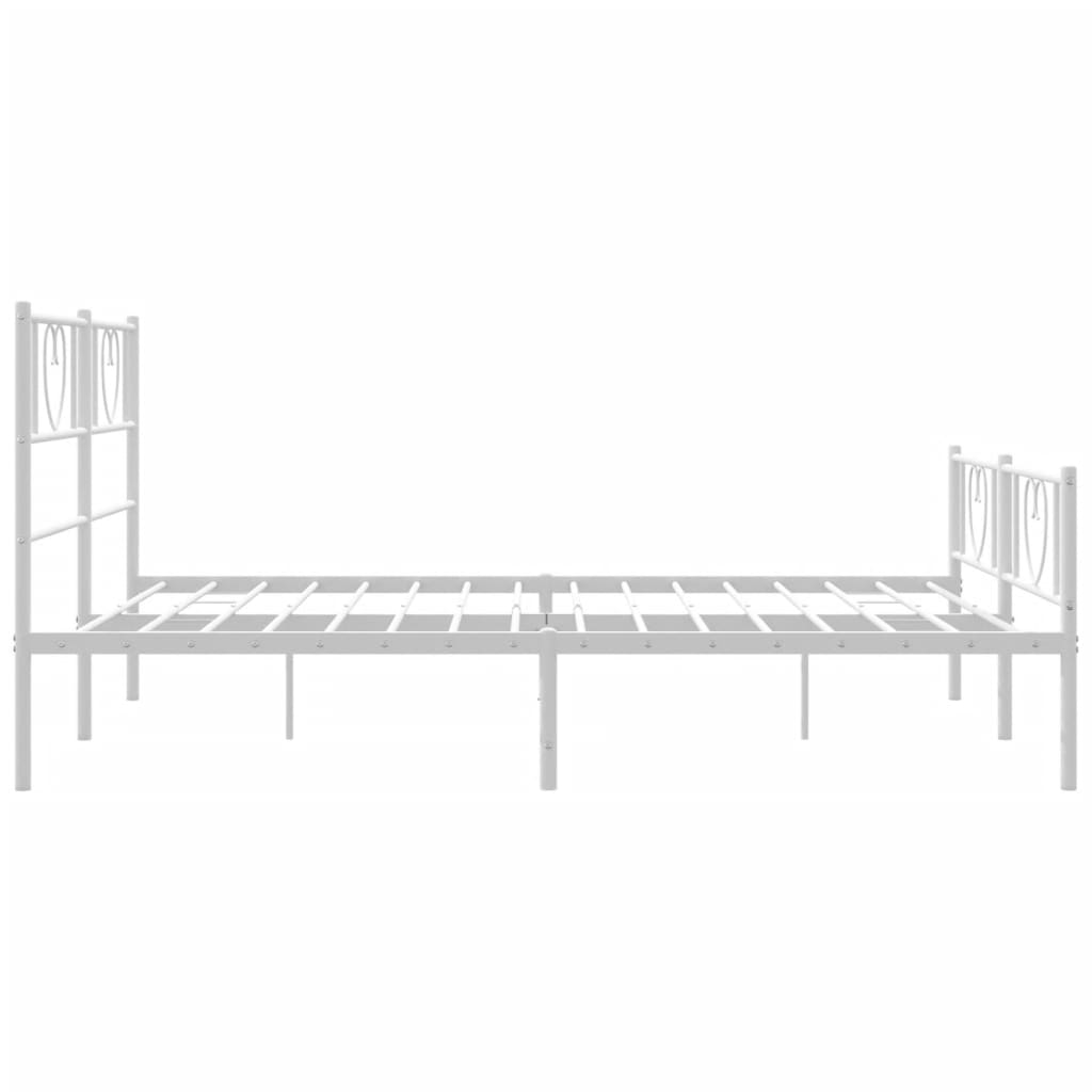 Metal Bed Frame without Mattress with Footboard White 160x200cm