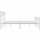 Metal Bed Frame without Mattress with Footboard White 160x200cm