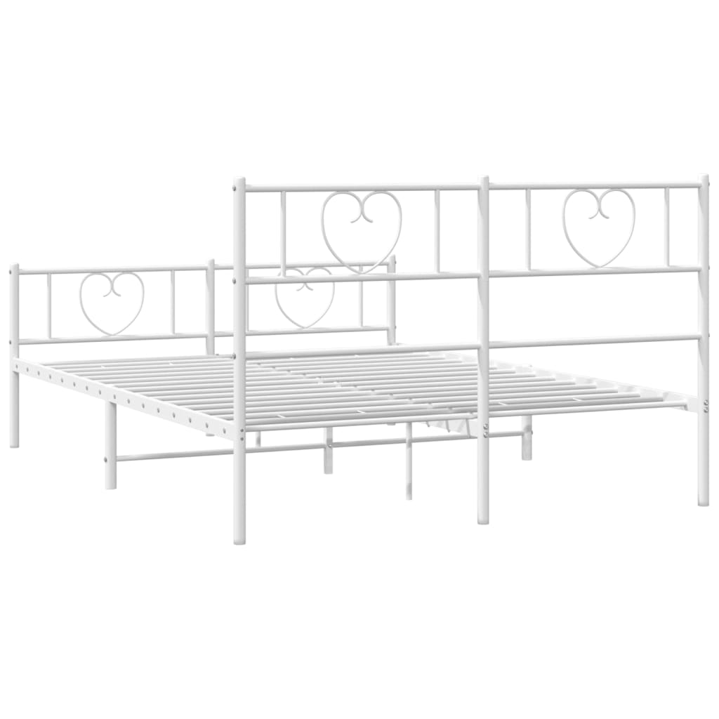 Metal Bed Frame without Mattress with Footboard White 160x200cm