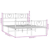 Metal Bed Frame without Mattress with Footboard White 160x200cm