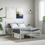 Metal Bed Frame without Mattress with Footboard White 160x200cm