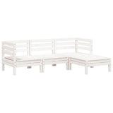 Garden Sofa 3-Seater with Footstool White Solid Wood Pine