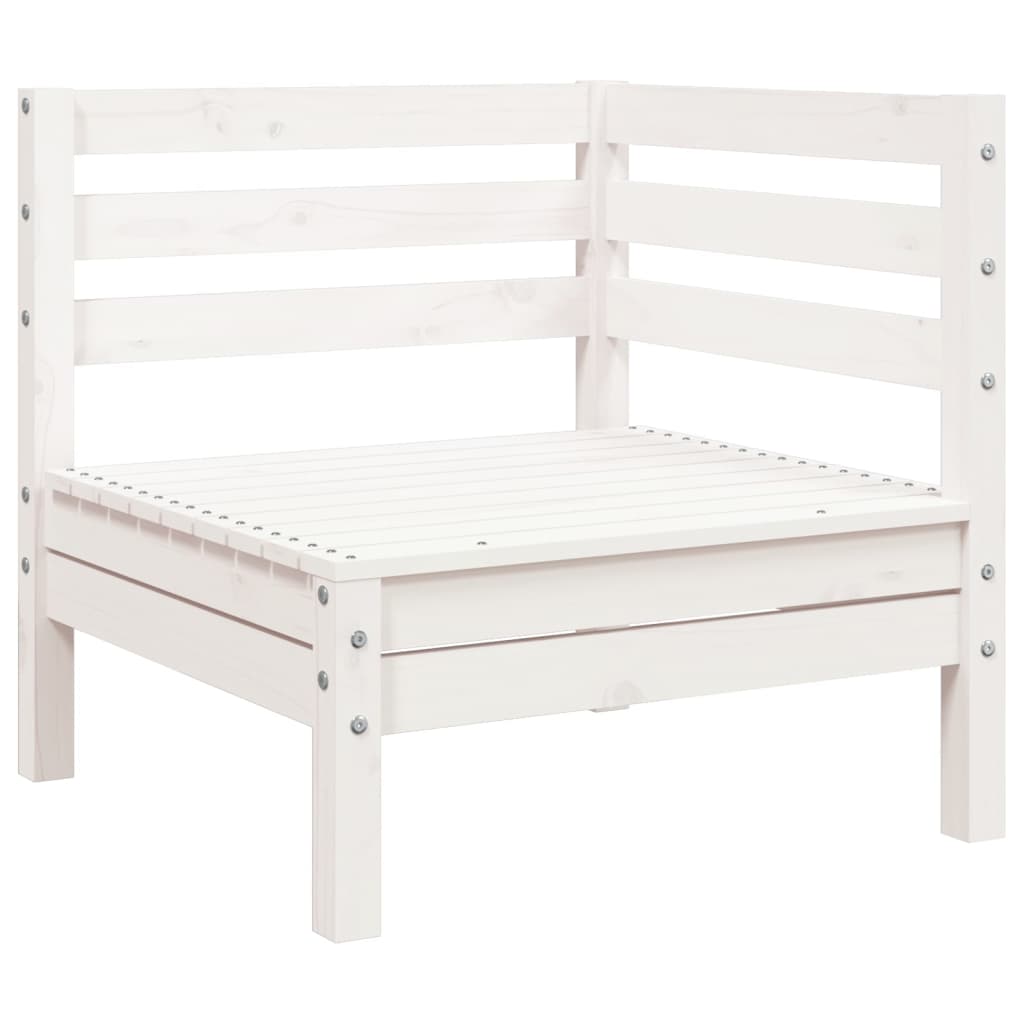 Garden Sofa 3-Seater with Footstool White Solid Wood Pine