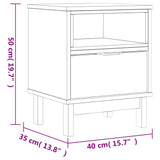 Bedside Cabinet "FLAM" 40x35x50 cm Solid Wood Pine