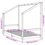 Kids Bed Frame White 90x200 cm Solid Wood Pine