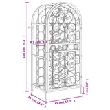 Wine Rack for 33 Bottles Black 45x36x100 cm Wrought Iron